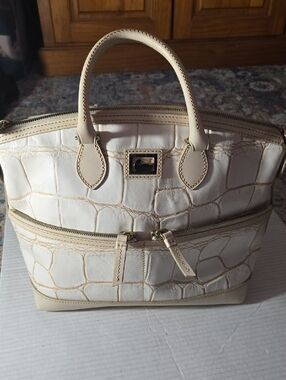 Dooney & Bourke Cream Croc-Embossed Top-Handle Women’s Bag